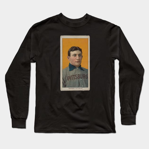 Honus Wagner 1909-1911 T206 Baseball Card Long Sleeve T-Shirt by BlackBoxHobby